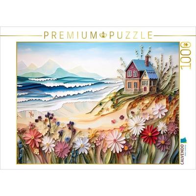 CALVENDO Puzzle Sanfte Wellen am kleinen Strandhaus | 1000 Teile Lege-Größe 64x48cm Foto-Puzzle für glückliche Stunden