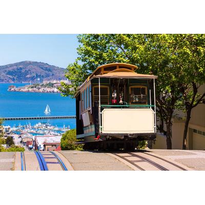 Fototapete PAPERMOON "Seilbahn San Francisco", bunt, B:5m L:2,8m, Vlies, Tapeten