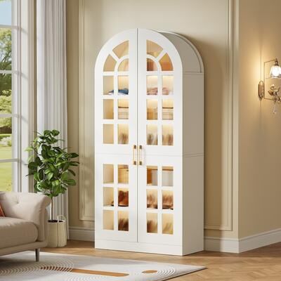 YUZHOU 78-Inch Tall Shoe Cabinet with Acrylic Doors and Led Lights
