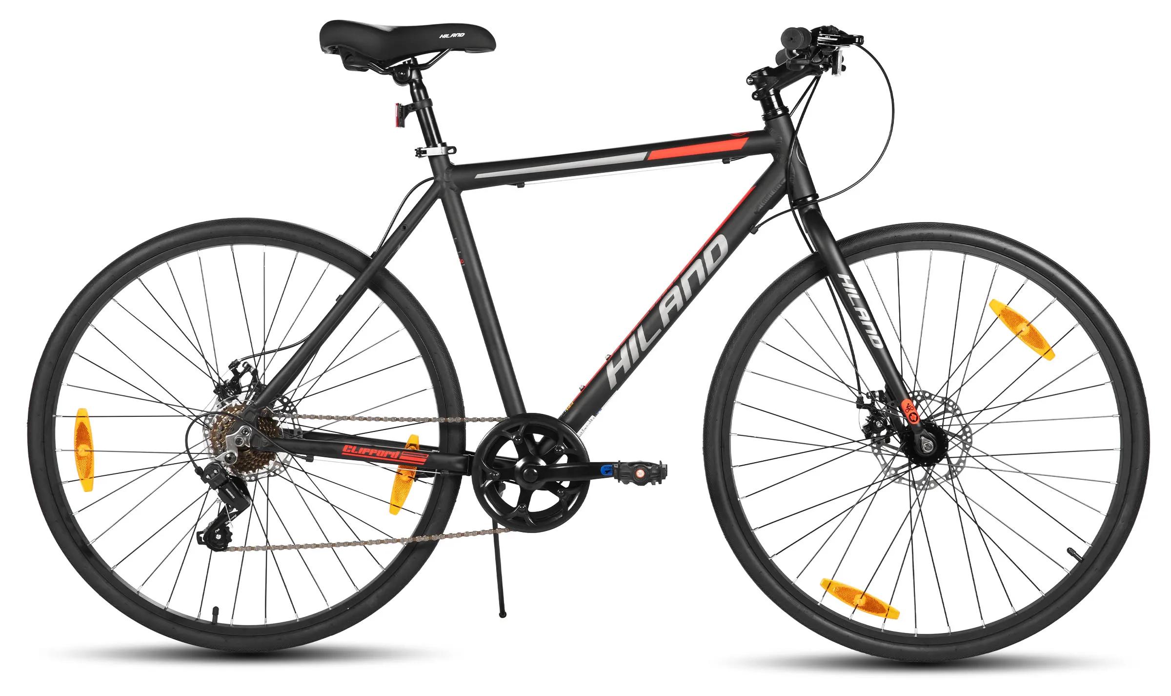700C Rennrad - Unisex Straßen- und Citybike - Leichter Aluminiumrahmen - 7-Gang-Schaltung - Mechanische Scheibenbremsen - 71 cm Laufräder - Größe M - Schwarz
