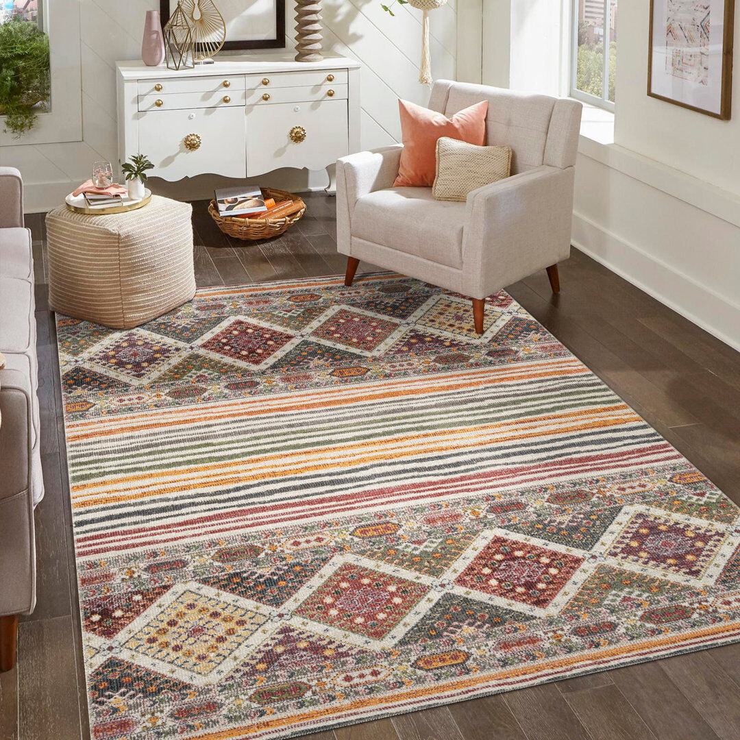 Natur Pur Parisa Modern Living Room Rug Washable Polypropylene Area Rug with 2mm Cut Pile and Cotton Backing Stylish Low-Pile Indoor Carpet for Bedroom - Hallwa Multi Colour Rectangle 200 x 290cm