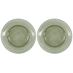 House Doctor Großer Teller aus Glas Rain 2er, ∅ 27 cm, grün