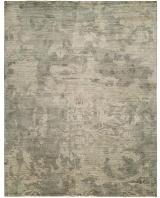 KALATY Modern Grey Hand-Knotted Wool & Viscose Area Rug