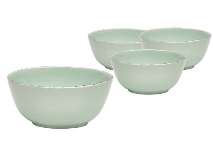 Van Well URBAN Schale 15 cm grün 4er Set - Steinzeug Bowl, für Nudeln, Suppe,Salat Poke oder Müsli