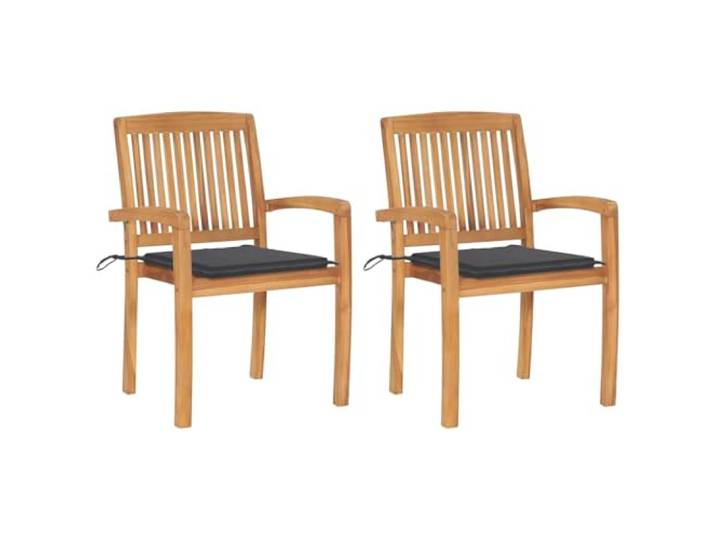 GHVBNMF Gartenstühle 2er Set Massivholz Teak mit Anthrazit Kissen Stapelbare Armlehnenstühle aus Teakholz für Terrasse, Balkon und Garten inklusive Sitzkissen.