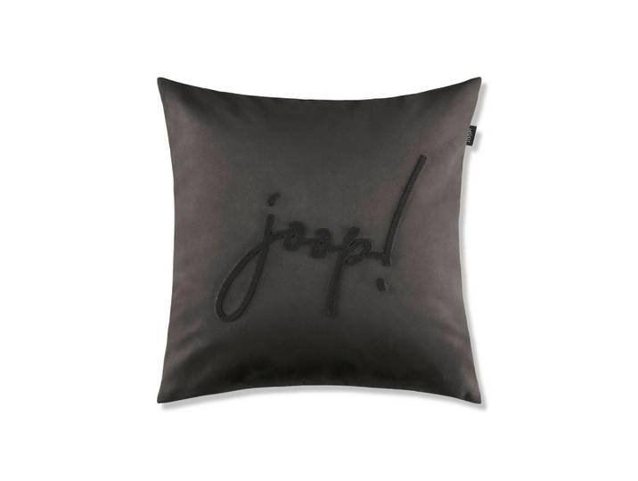 Joop! Kissenbezug Label, Anthrazit, Schriftzug, 40x40 cm, hochwertige Qualität, Heimtextilien, Bezüge, Kissenbezüge