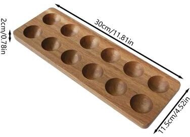 Inspired Finds RusticNest Acacia Wood Egg Holder Multi Compartment Farmhouse Egg Storage Tray 12 cell Egg Tray