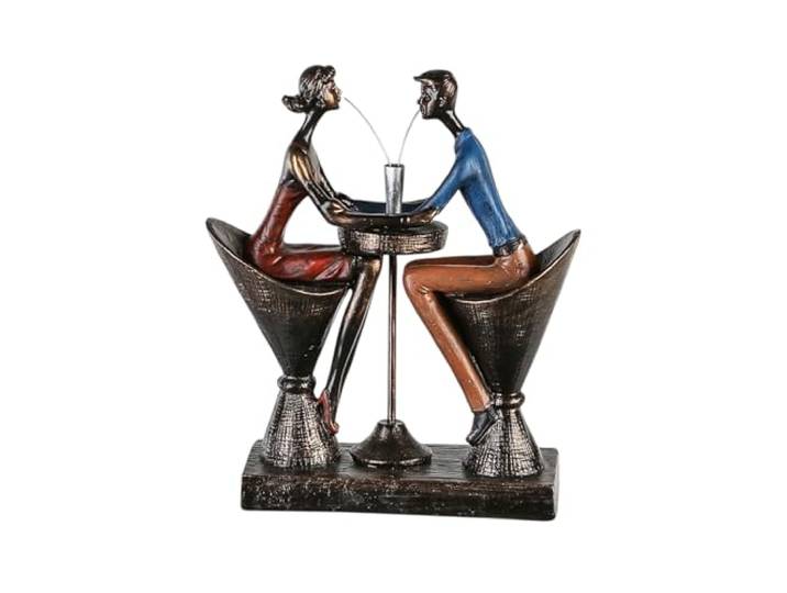 Casablanca Skulptur Table for Two, Deko Figur Bronze, Kunstharz Statue Wohnzimmer, Büro Dekoration H. 25 cm x B. 21 cm - Moderne Paarfigur Couple, Liebe Hochzeit