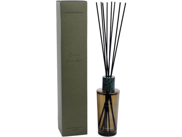 Raumduft Nathalie Lemon Lavender 430ml grün - Material: Glas, Marmor, Rattan - Raumduft