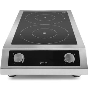 Hendi Kochplatte ProfiLine, Modell 7000, 239346, Induktions-Doppelkochplatte, silber, 7000 Watt