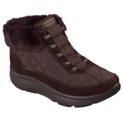 Winterstiefelette SKECHERS "ON-THE-GO ENCORE-MAISIE", Damen, Gr. 40, braun (dunkelbraun), Leder, Textil, Schuhe Winterstiefelette, Boots, elastischen Schnürsenkeln, Skechers Hands Free Slip-ins