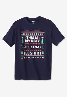 Men's Big & Tall Seasonal Graphic Tee by KingSize in Ugly Christmas (Size 2XL)