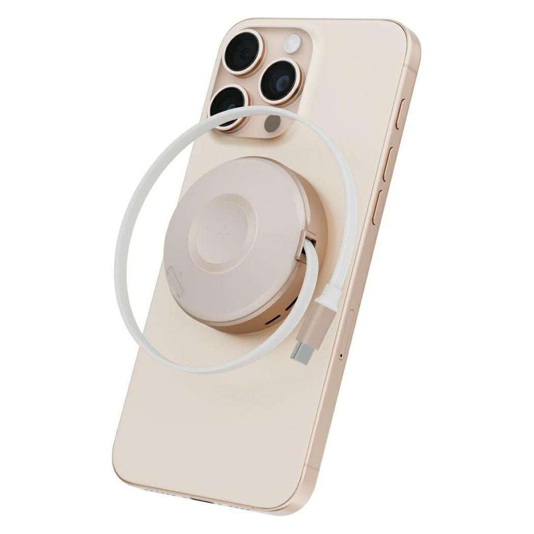 Energea Wireless charger MAGDUO ARC 2in1 for phone and Apple Watch with retractable cable gold (17.50 W) (MAG-DUOARC-GLD)