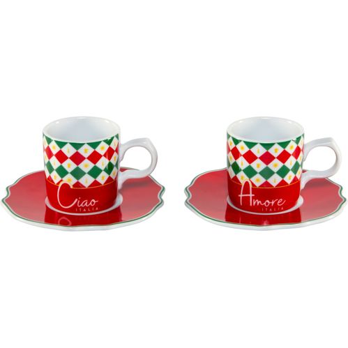 Bialetti Set 2 Tassen inkl. Untertassen Tricolore