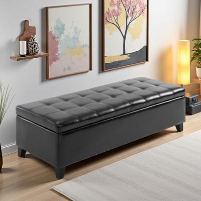 ZWYO HOSIMU "51""L Faux Leather Ottoman Storage Bench, Tufted Lift Top Storage Chest for Living Room, Storage with Comfortable Seating"