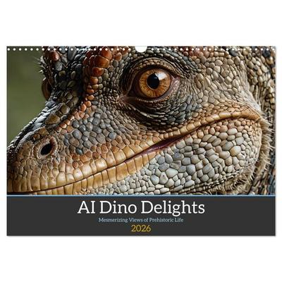 AI Dino Delights Mesmerizing Views of Prehistoric Life (Wall Calendar 2026 DIN A3 landscape), CALVENDO 12 Month Wall Calendar