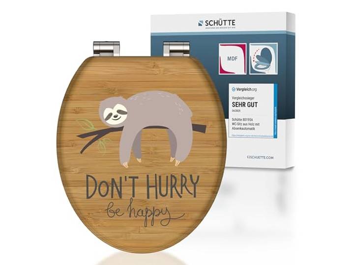 SCHÜTTE WC-Sitz NO HURRY mit Absenkautomatik aus Holz, Klodeckel für WC