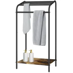 Relaxdays Industrial Handtuchständer mit Ablage Dunkelbraun,Schwarz