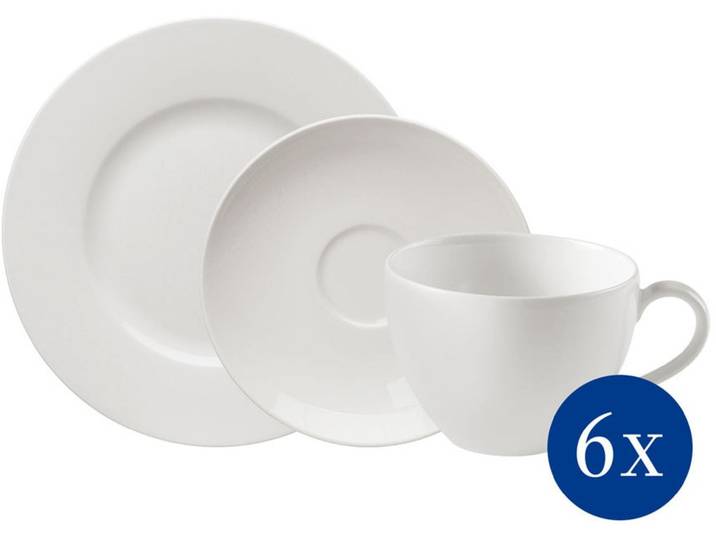 Kaffeeservice Basic White , weiss (weiß), 18 Stk., Fine China-Porzellan, VIVO VILLEROY & BOCH GROUP, Geschirr-Sets, Kaffeeservice, Made in Germany, Fine China Porzellan