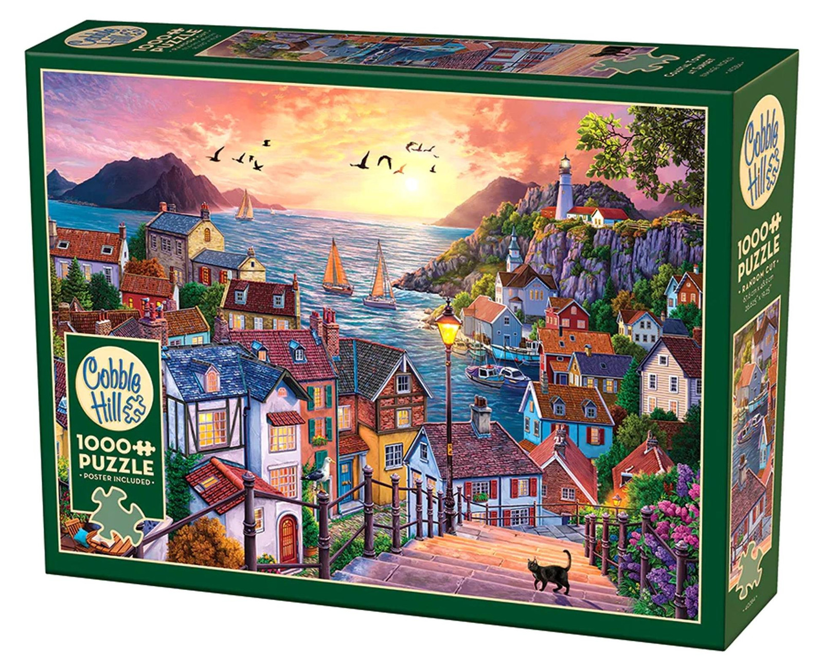 Cobble Hill Puzzel Coastal Town at Sunset met 1000 stukjes