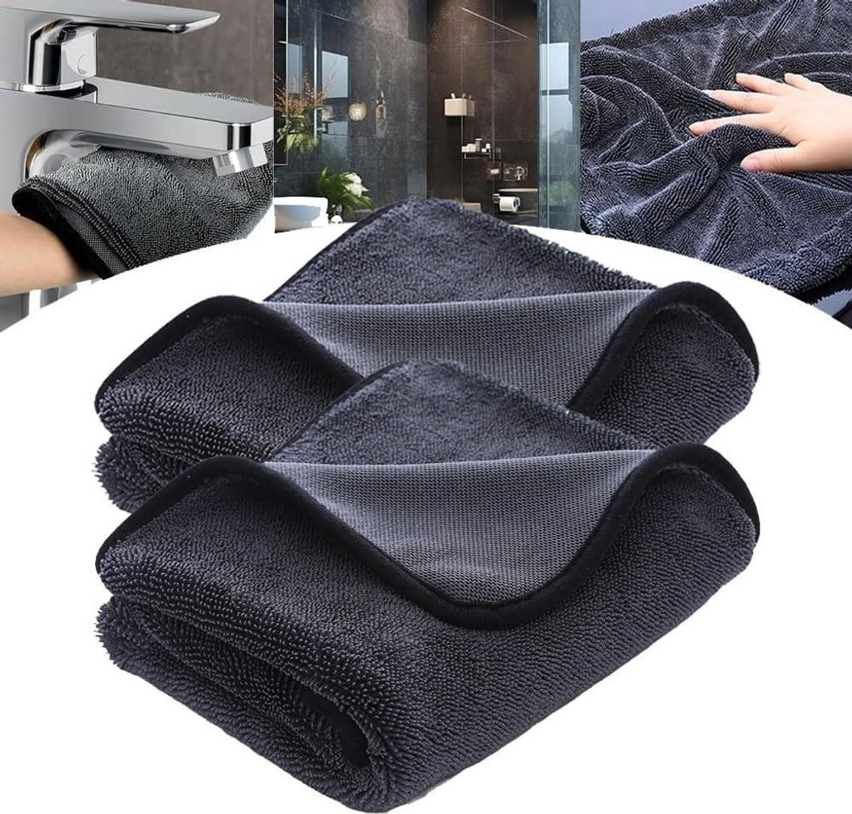 Set van 2 superabsorberende microvezel autopoetsdoeken