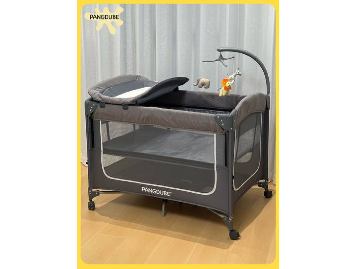 PANGDUBE Lit bébé 4 en 1, lit pliant portable pour nouveau-né, table à langer, parc pour bébé, lit d'appoint pour parents, berceau Moïse, pas besoin d'assembler, petite taille, avec une étagère pour