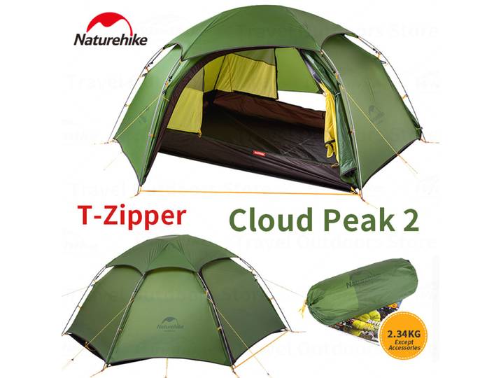 Naturehike Cloud Peak Camping Tent Hexagonal 4 Season Tent Ground Sheet T-zipper 20D Silicone Waterproof Tourist Hiking Tent
