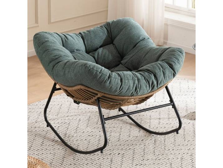 Bladez - Fauteuil à bascule en chenille design moderne pour chambre d'enfant salon chambre et l'extérieur - vert
