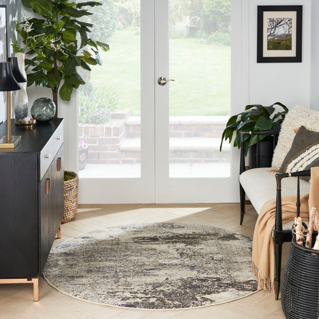 Rio Westford Abstract Area Rug Ivory Round 160 x 160cm