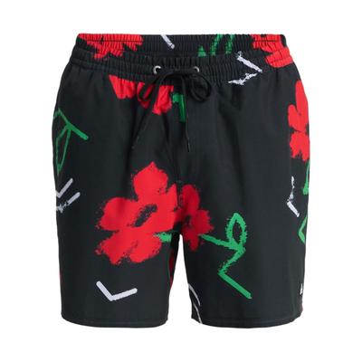 Boardshorts QUIKSILVER "Stretch Printed Volley 16", Herren, Gr. M, Normalgrößen, bunt (schwarz street floral), Obermaterial: 92% Polyester, 8% Elasthan., Hosen