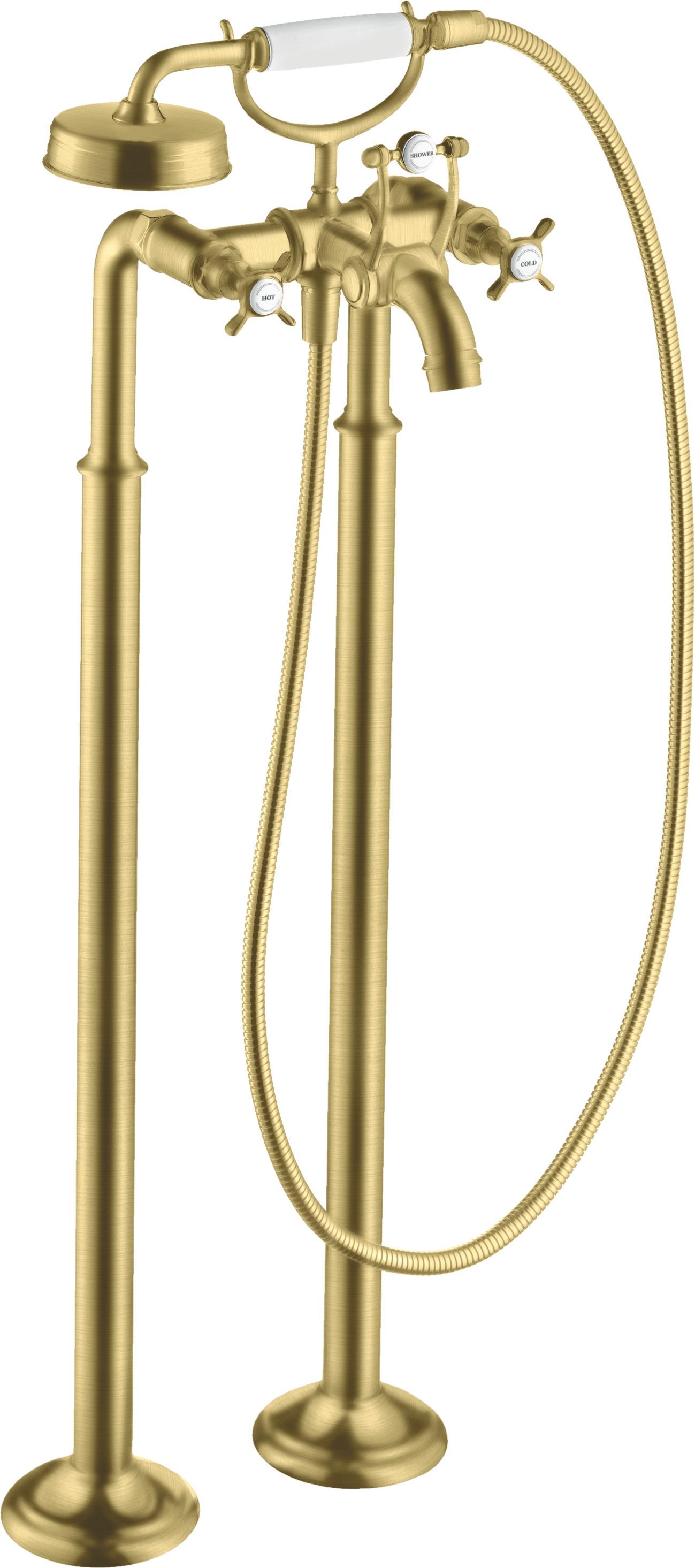 2-Griff-Wannenrandarmatur AXOR MONTREUX DN 15, bodenstehend brushed brass brushed brass