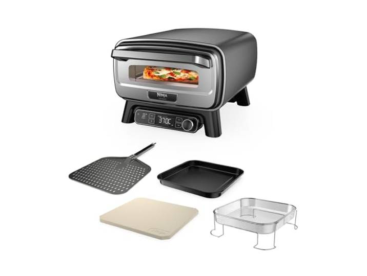 Ninja Artisan Outdoor-Pizzaofen & Heißluftfritteuse, 4 Funktionen, Grau Pizza, Air Fry, Bake, Prove, 5 Pizzaeinstellungen, 30-cm-Pizzastein, Pizzaschale, Backblech, Air-Fryer-Korb - MO201EU