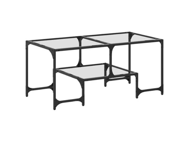 Couchtisch Mit Glasplatte 98,5x50x45cm Stahl Couchtisch,Glasplatte,Stahlsockel,Größe 98,5x50x45cm,Wohnzimmer,Schlafzimmer,Flur