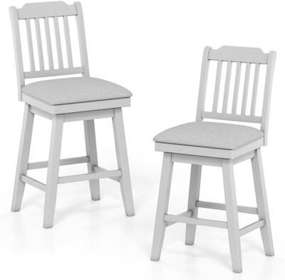 Costway 25 inch Modern Bar Stools Set of 2 with Upholstered Swivel Seat-Gray