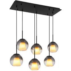 Pendelleuchte Hängelampe Esszimmerleuchte Kristalle Glaskugeln schwarz H 120 cm