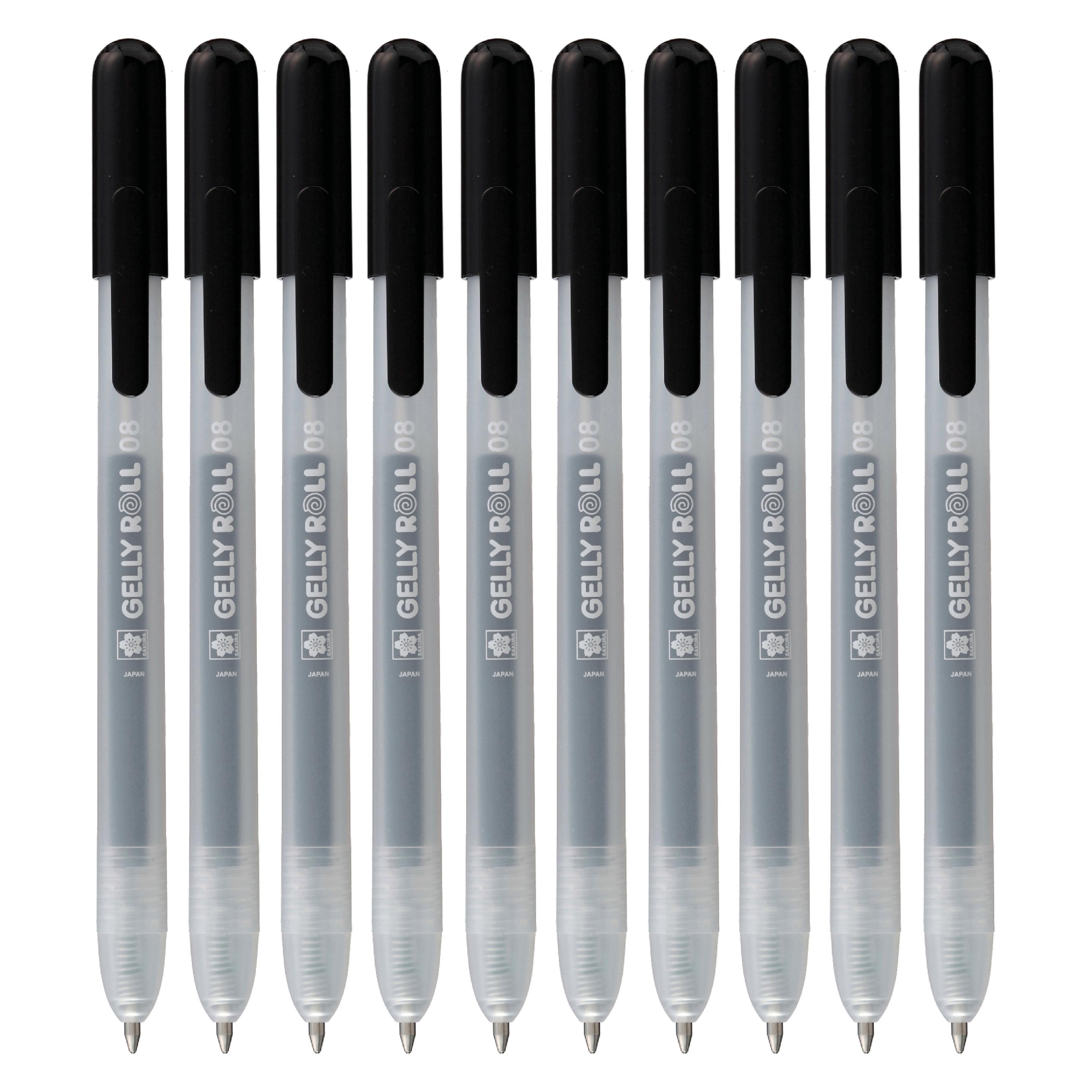Sakura 9 + 1 GRATIS: Gelly Roll Retractable Classic Gelschreiber transparent 0,4 mm, Schreibfarbe: s (10x) (PXGBRACL10B)
