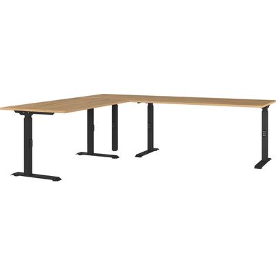 Eckschreibtisch GERMANIA "GW-Agenda", schwarz (grandson, eiche, nachbildung, schwarz, schwarz, grandson, eiche, nachbildung), B:240cm H:91cm T:220cm, Tische, Eckschreibtisch, höhenverstellbar, verfügbar in verschiedenen Maßen