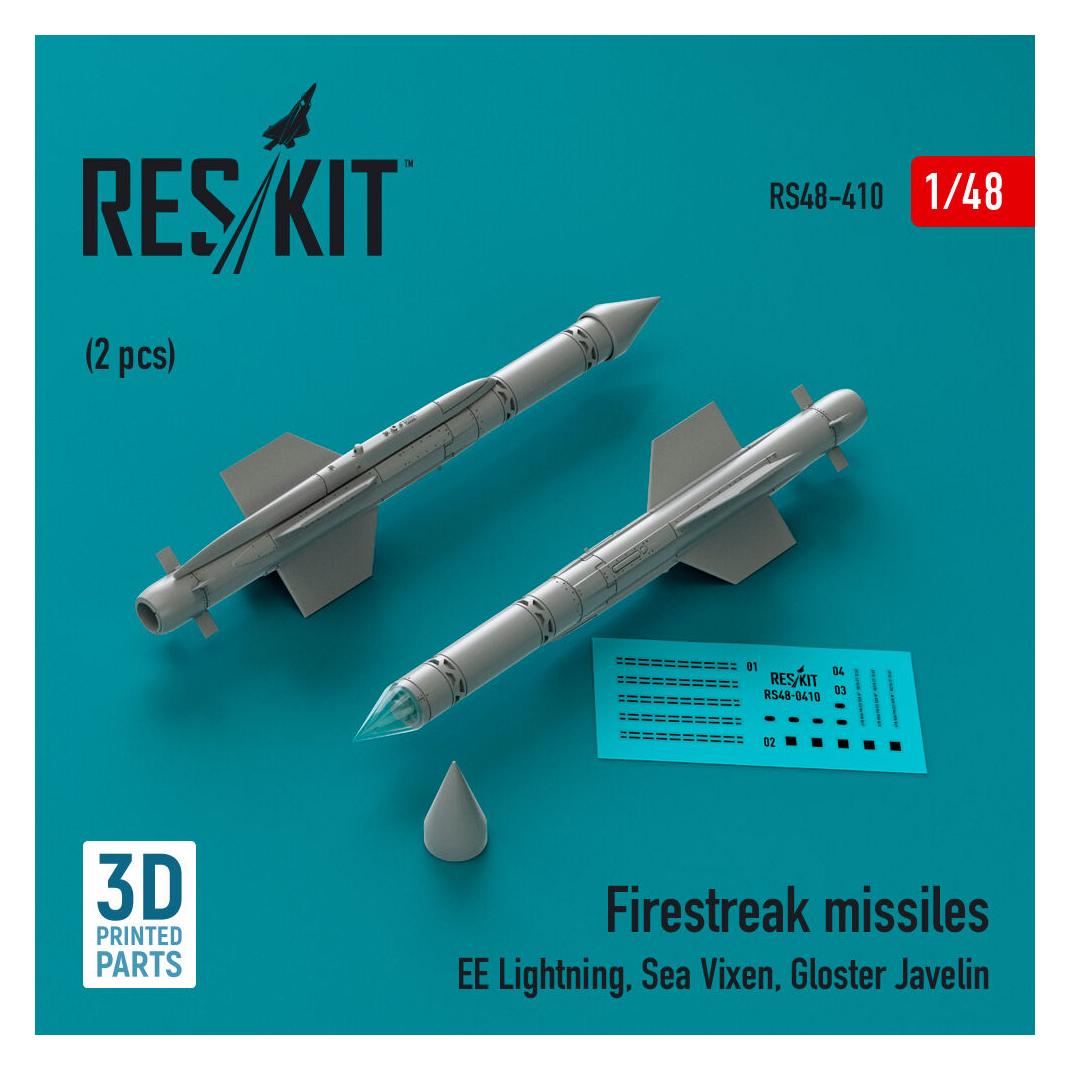ResKit Firestreak missiles (2pcs) (EE Lightning, Sea Vixen, Gloster Javelin) (3D Printed) (RS48-0410)