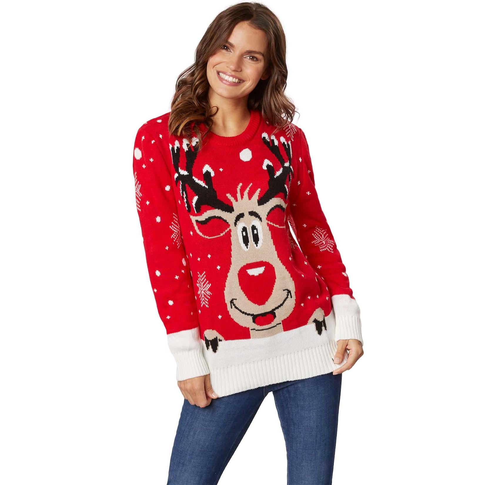 tectake® Weihnachtspullover Rudi Rentier für Frauen