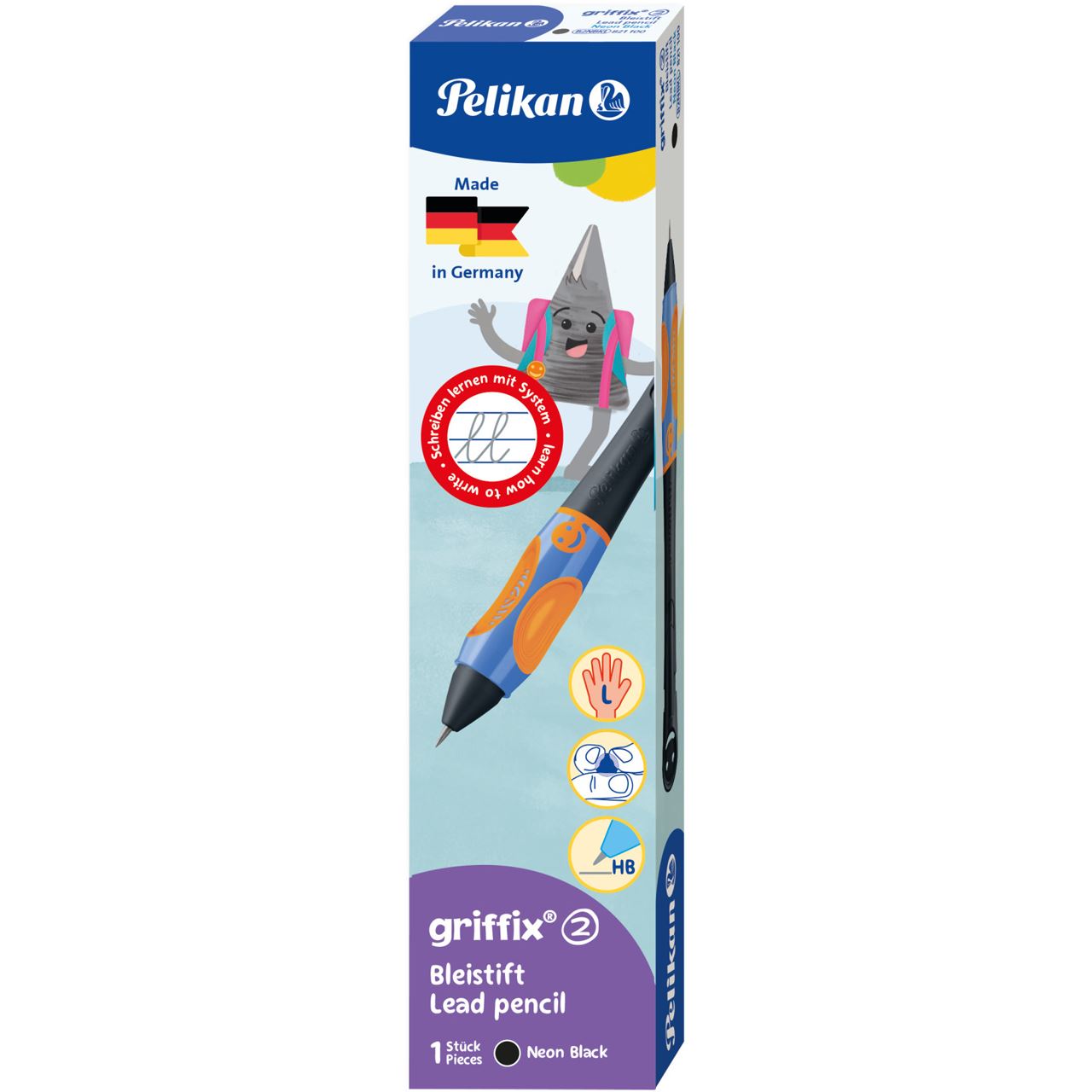 Pelikan griffix Bleistift Linkshänder Neon Black Faltschachtel