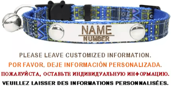 Inspire Curations Personalized Bell Cat Collar Adjustable Breakaway Buckle Small Dog Collar Pet Supplies Nameplate Kitten Collar Accessory navy
