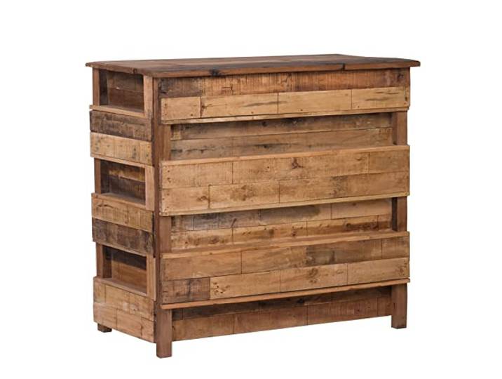 DESIGN DELIGHTS Rustikaler BARSCHRANK Basta 150x100x50 cm (BxHxT), Massivholz Bartresen, Minibar, Vintage Weintheke, Verkaufstheke, Holzbar, Bartisch, Empfangstheke