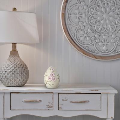 Regency International "5"" Resin Egg With Cherry Blossom design"