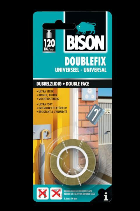 Bison Doublefix Universeel Tape Card 1,5 m x 19 mm
