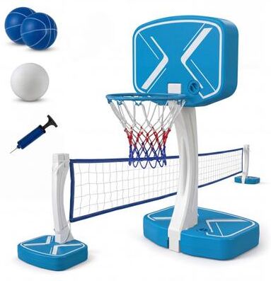 Costway 2-in-1 Pool Basketball Hoop and Pool Volleyball Net with Weighted Base