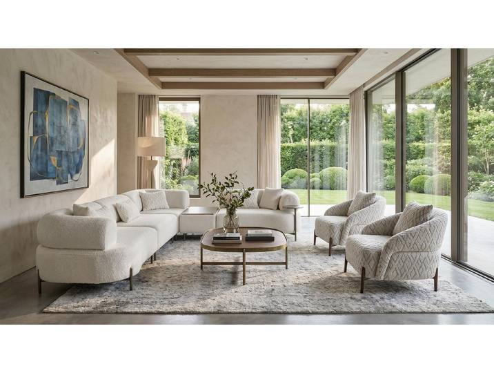 Xlmoebel Polstergarnitur Couchgarnitur Moderner Stil Beige Mittlere Härte Material Stoff Holz, (Ecksofa, 2-tlg., 2-tlg)
