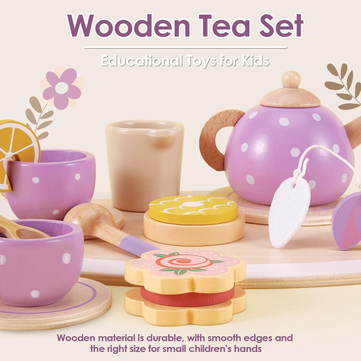 Houten Theeset voor Kinderen met Accessoires en Dienblad
