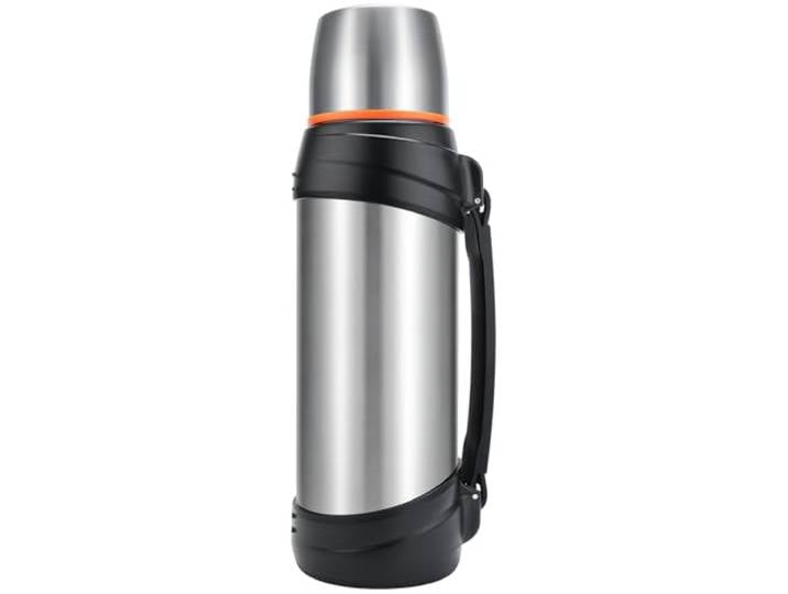 Olerd Thermosflasche Thermoskanne 2.5L, Isolierkanne Edelstahl Trinkflasche, Isolierflasche mit 2 Trinkbecher, Doppelwandisolierung Camping Wasserflasche, 24h Heiß & Kalt (Silber)