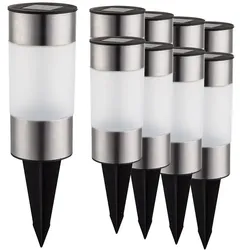 9x Außen Steh Stand Lampe Solar Steck Erdspieß Leuchte Garten Beleuchtung