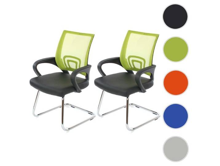 Lot de 2 chaises de conférence / chaise visiteurs Ancona simili-cuir ~ vert